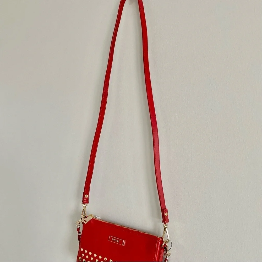 DKNY Red & Gold Studded Shoulder Bag & Crossbody NWT